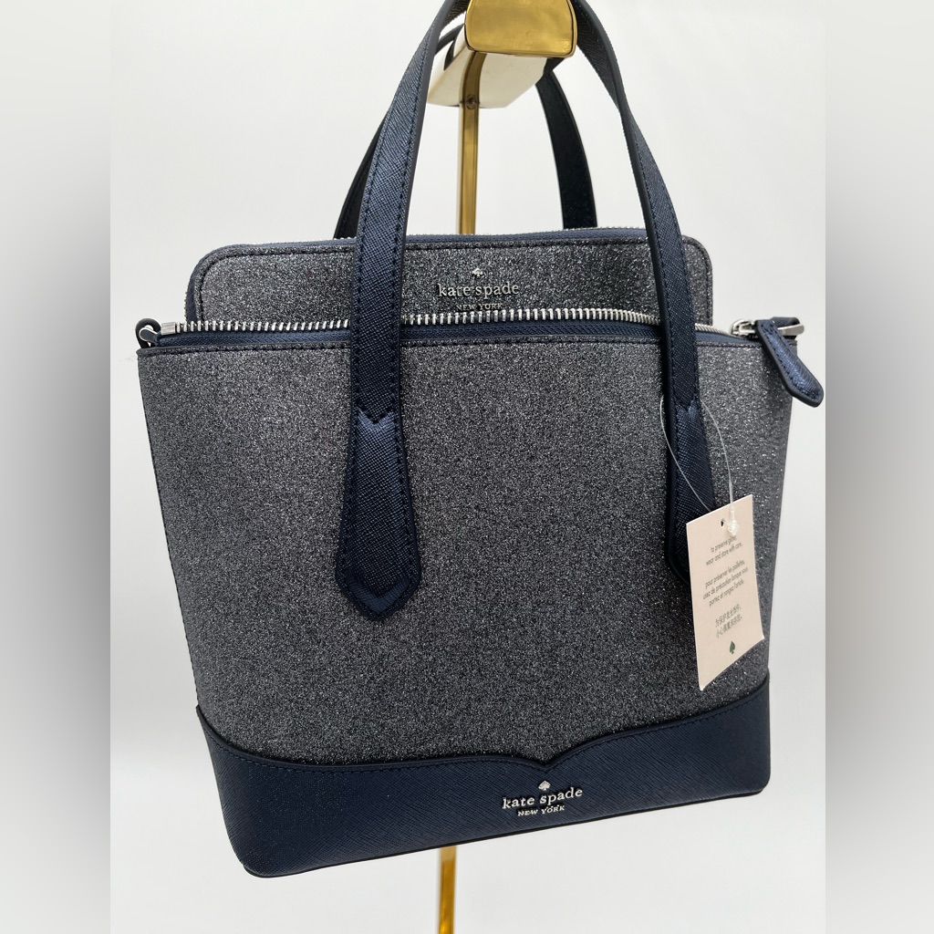 Kate Spade Glitter Satchel In Dusk Navy